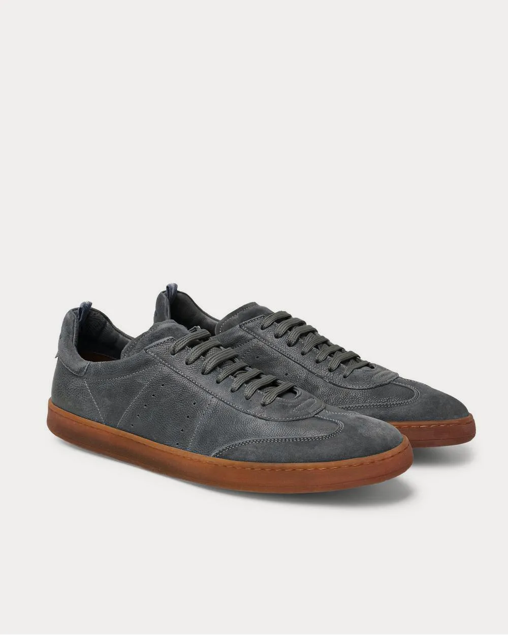 Kombo Nubuck-Trimmed Leather  Gray low top sneakers