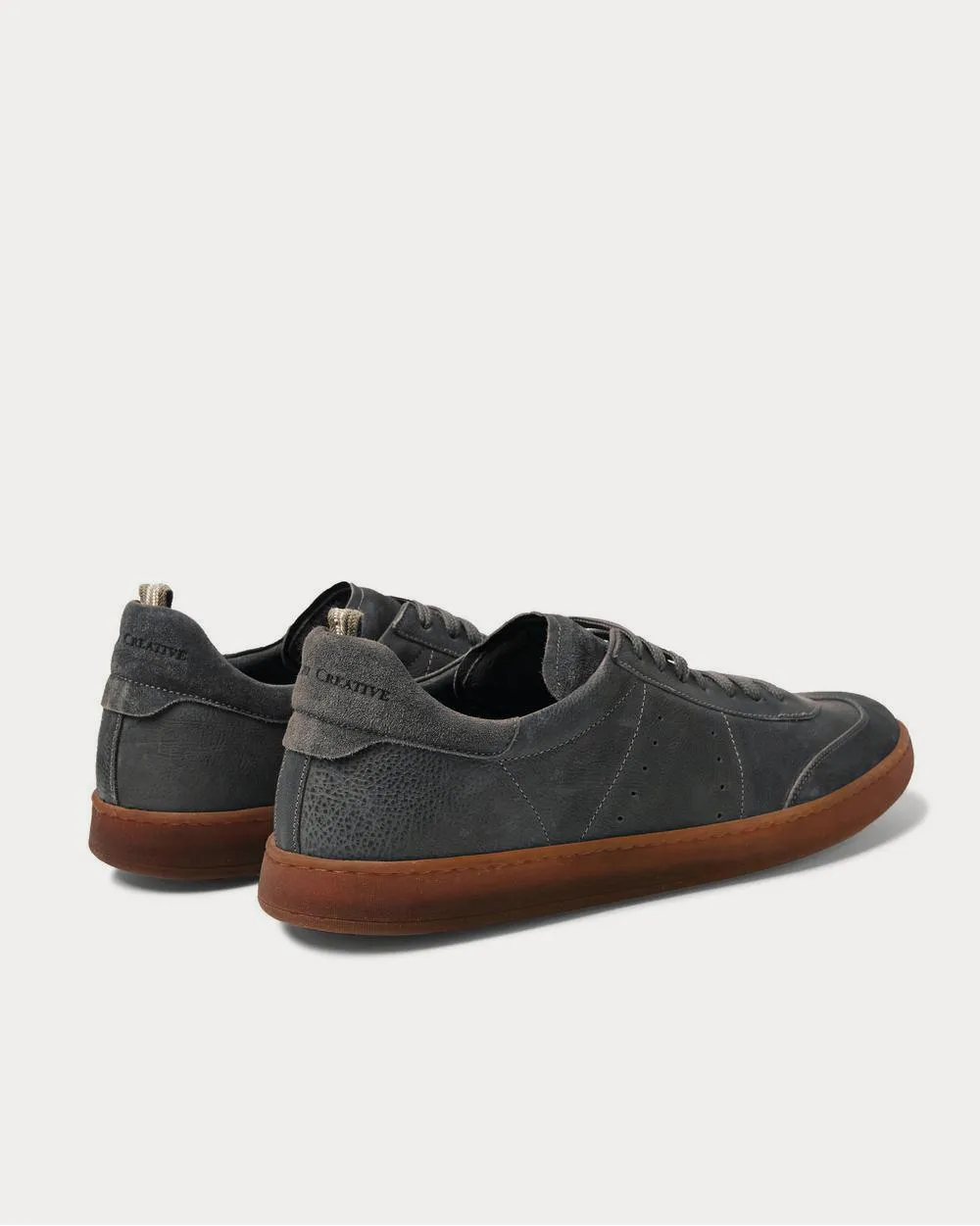 Kombo Nubuck-Trimmed Leather  Gray low top sneakers