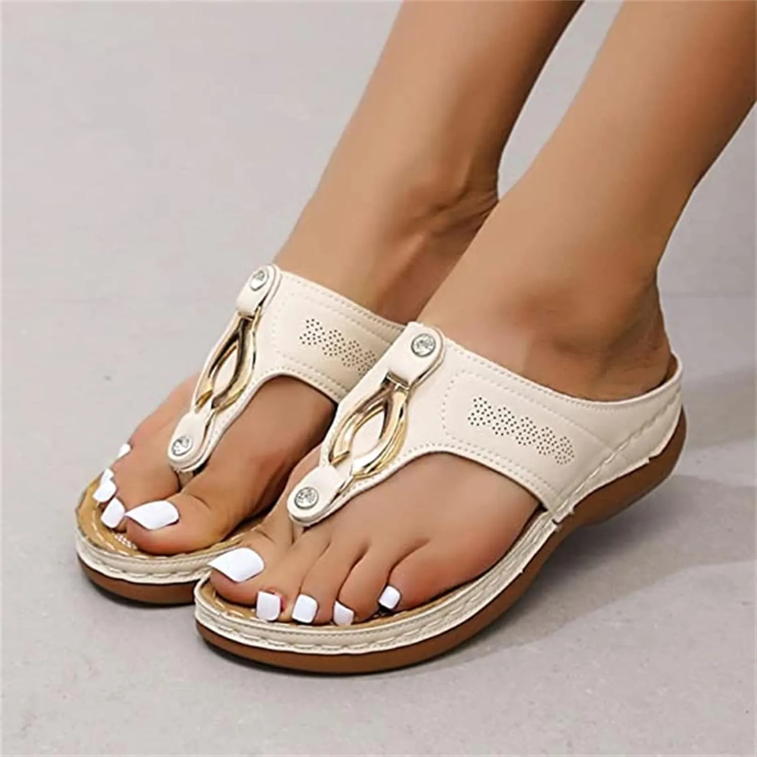 Ladmiple Sandalias para Mujer Elegantes, Sandals Women Orthopedic Open Toe Sandals Retro Anti-Slip Breathable Sandals