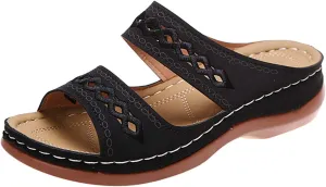 Ladmiple Sandalias para Mujer Elegantes, Sandals Women Orthopedic Open Toe Sandals Retro Anti-Slip Breathable Sandals