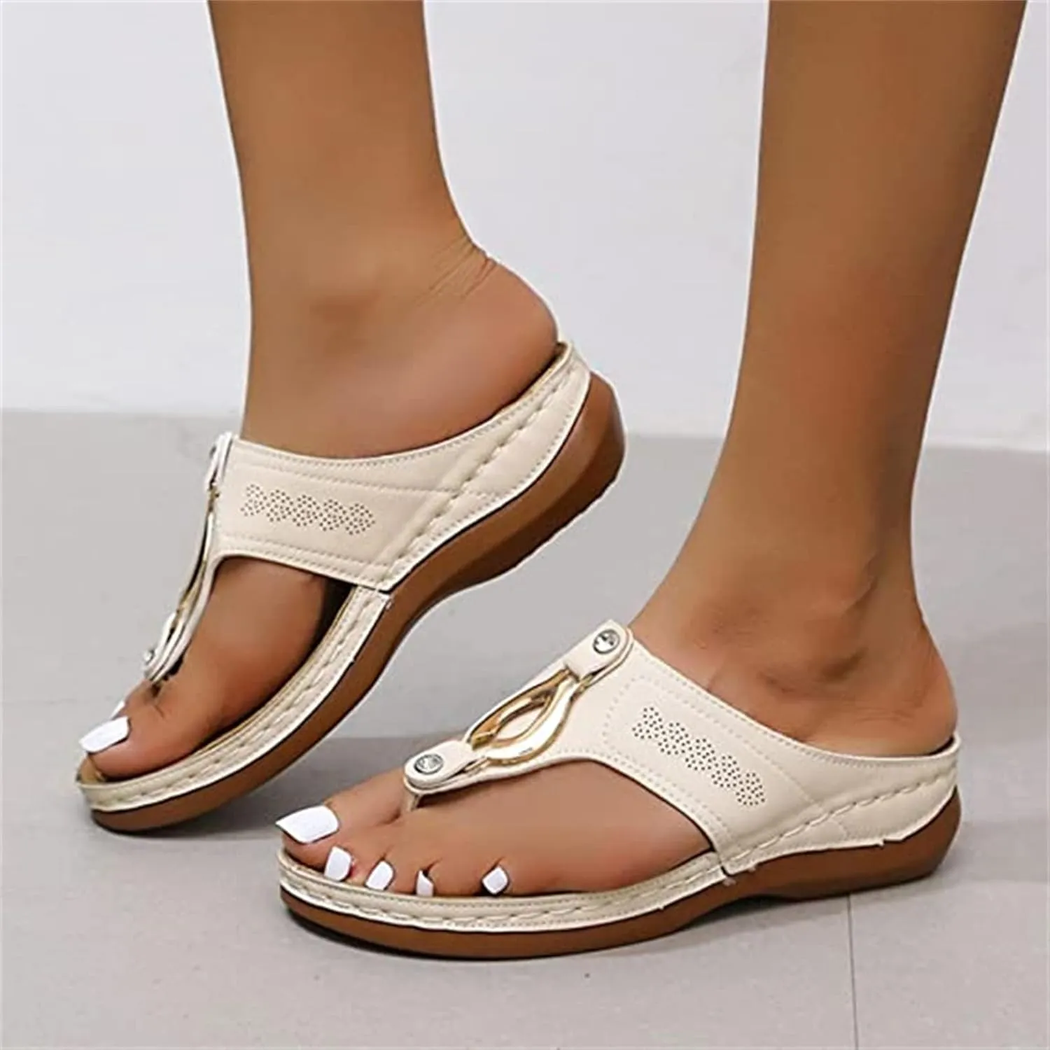 Ladmiple Sandalias para Mujer Elegantes, Sandals Women Orthopedic Open Toe Sandals Retro Anti-Slip Breathable Sandals
