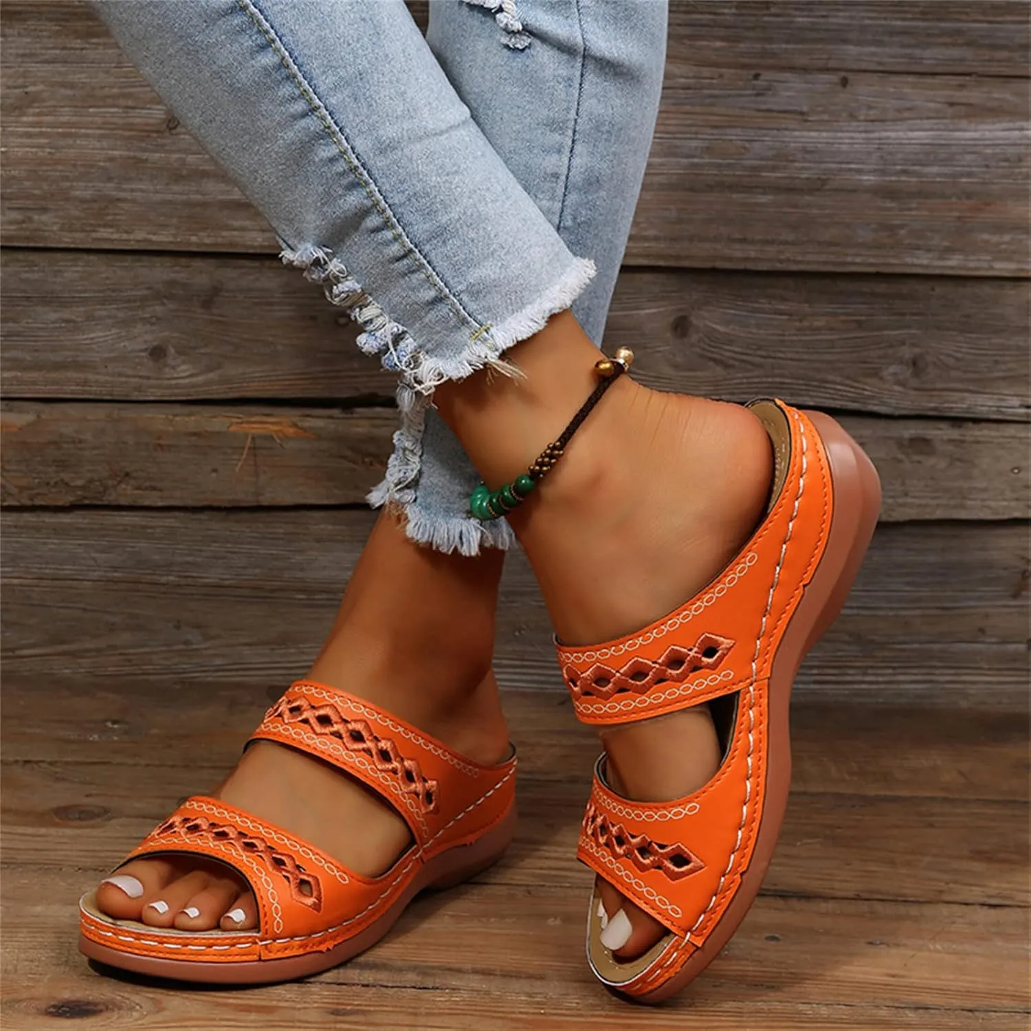 Ladmiple Summer Sandals for Women 2023,Womens Sandals Orthopedic Open Toe Sandals Retro Anti Slip Comfy Breathable Shoes