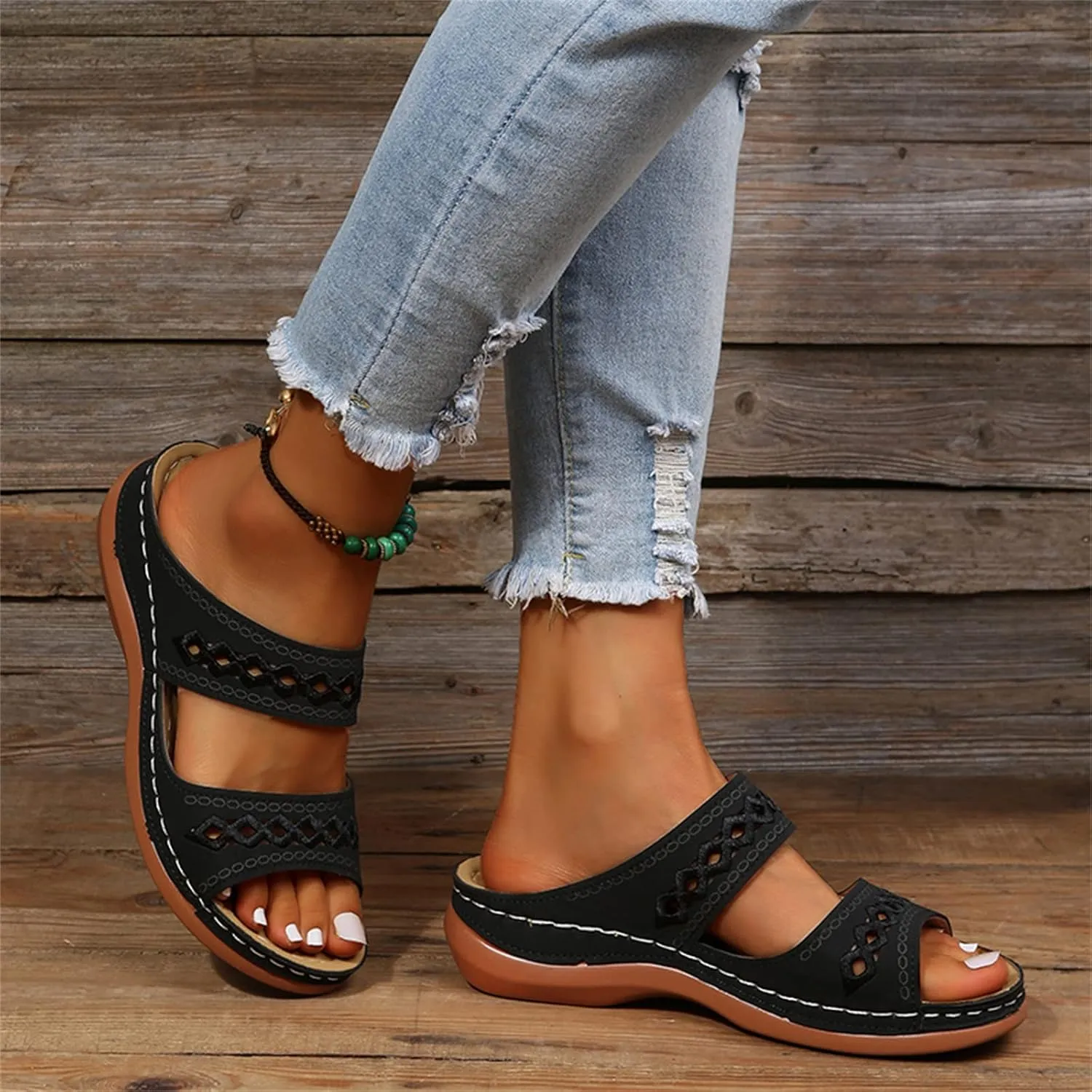 Ladmiple Summer Sandals for Women 2023,Womens Sandals Orthopedic Open Toe Sandals Retro Anti Slip Comfy Breathable Shoes