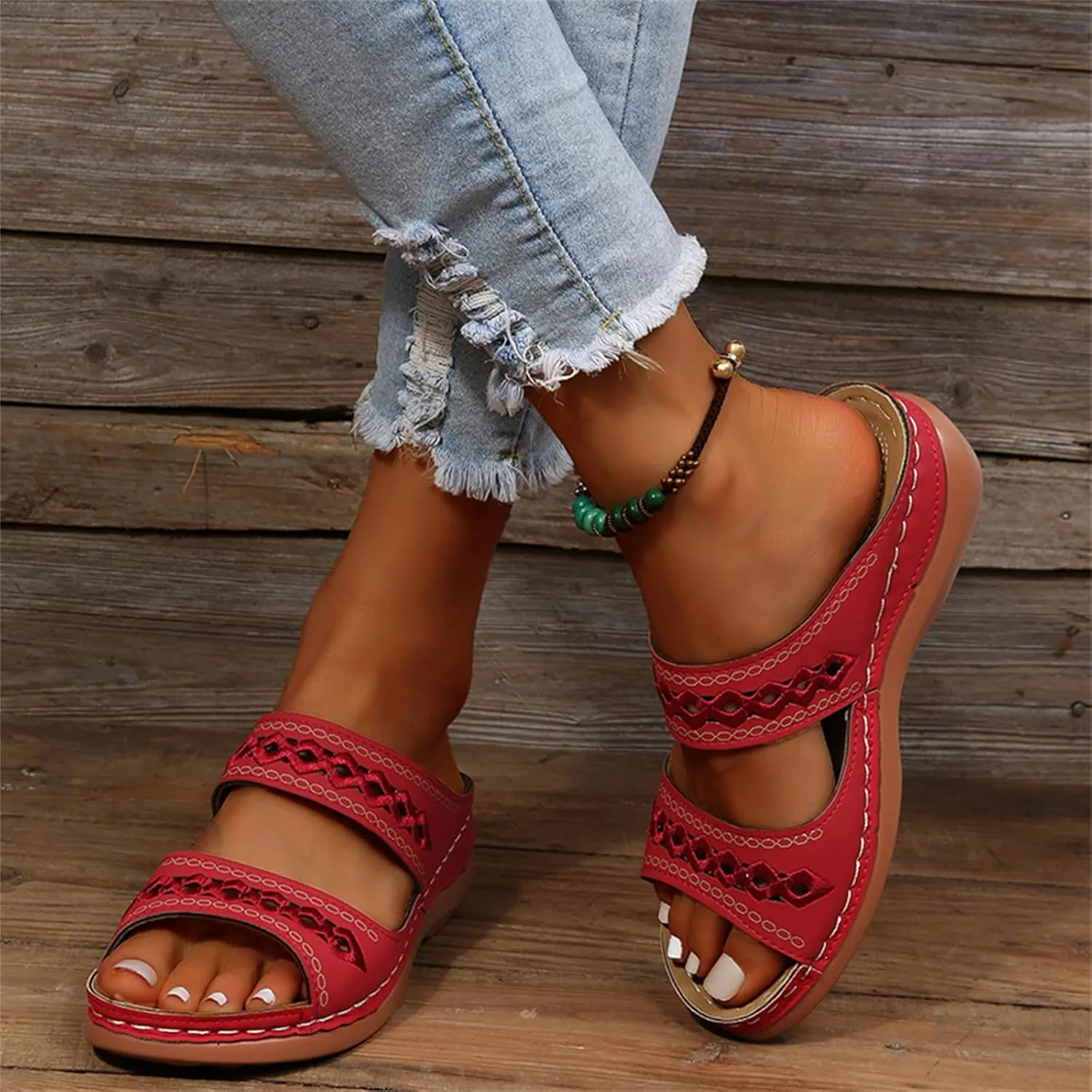 Ladmiple Summer Sandals for Women 2023,Womens Sandals Orthopedic Open Toe Sandals Retro Anti Slip Comfy Breathable Shoes