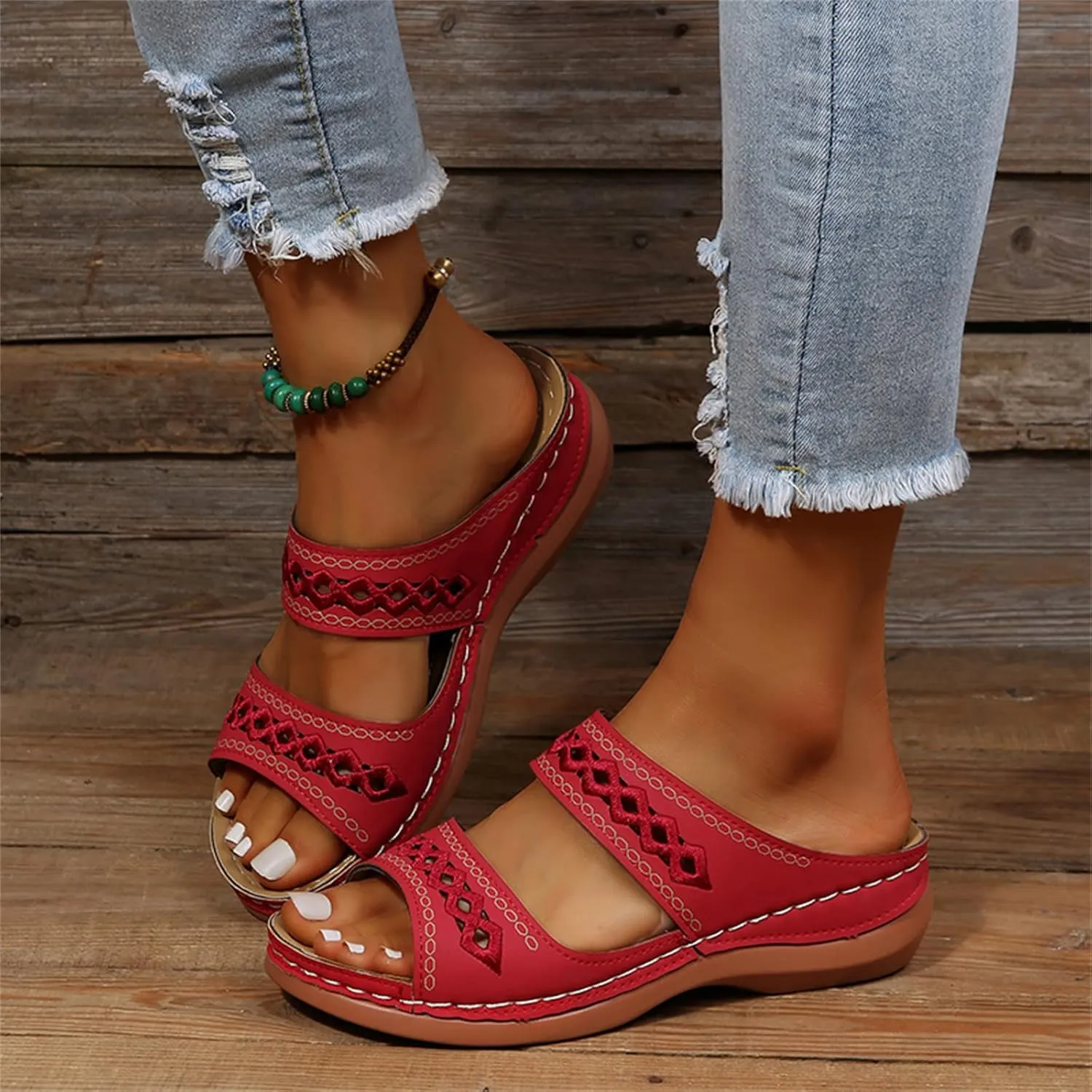 Ladmiple Summer Sandals for Women 2023,Womens Sandals Orthopedic Open Toe Sandals Retro Anti Slip Comfy Breathable Shoes