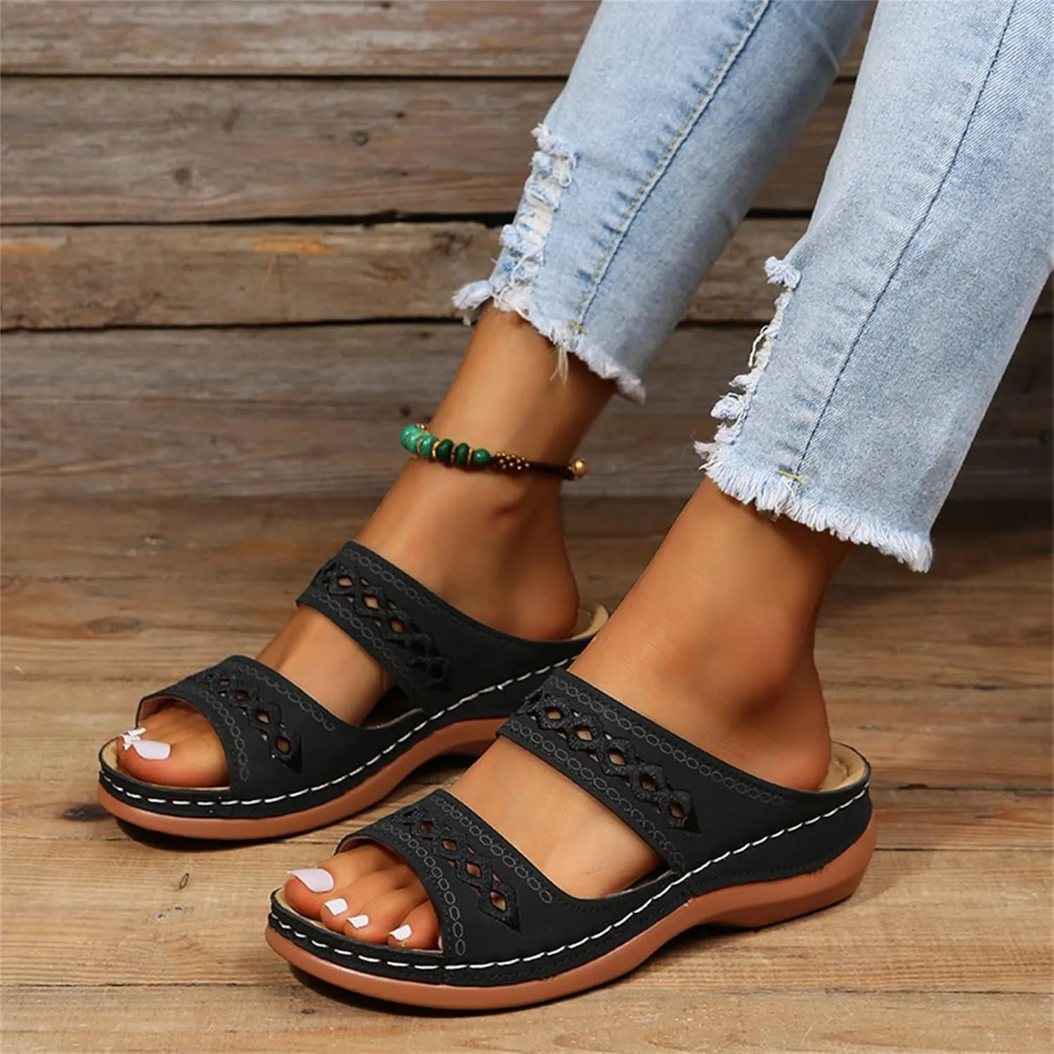 Ladmiple Summer Sandals for Women 2023,Womens Sandals Orthopedic Open Toe Sandals Retro Anti Slip Comfy Breathable Shoes