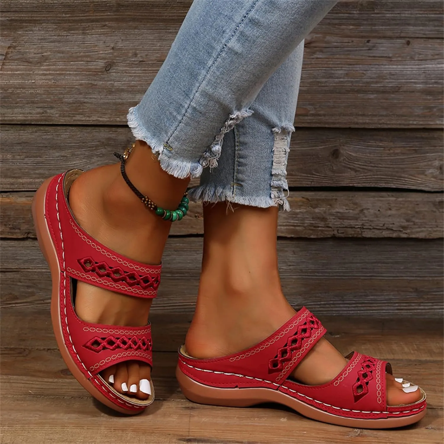 Ladmiple Summer Sandals for Women 2023,Womens Sandals Orthopedic Open Toe Sandals Retro Anti Slip Comfy Breathable Shoes