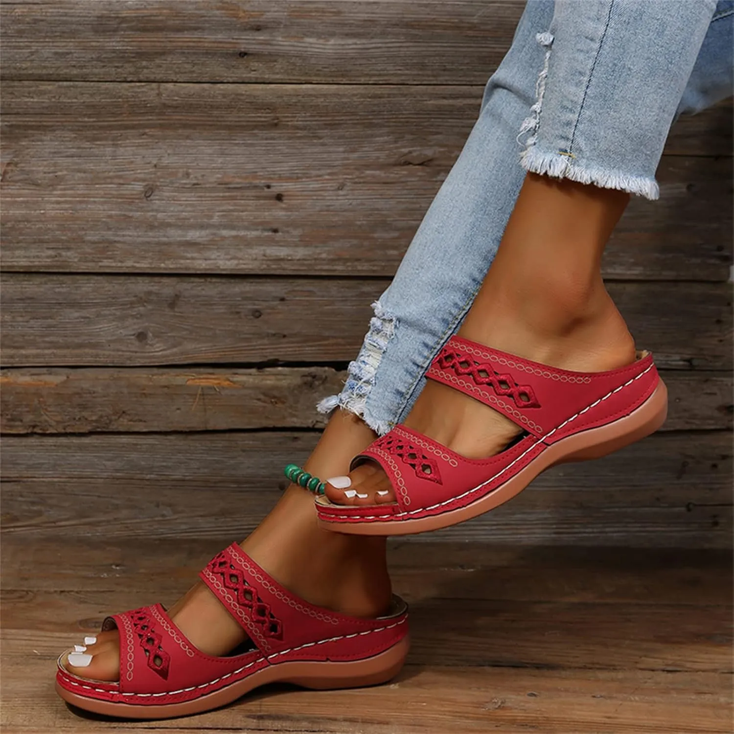 Ladmiple Summer Sandals for Women 2023,Womens Sandals Orthopedic Open Toe Sandals Retro Anti Slip Comfy Breathable Shoes