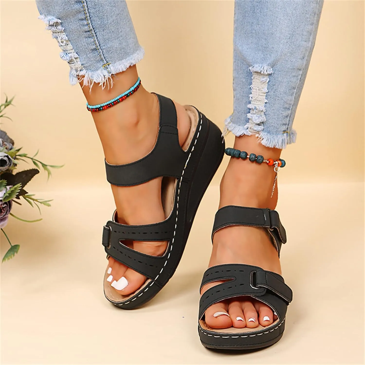 Ladmiple Summer Sandals for Women 2023,Womens Sandals Orthopedic Open Toe Sandals Retro Anti Slip Comfy Breathable Shoes