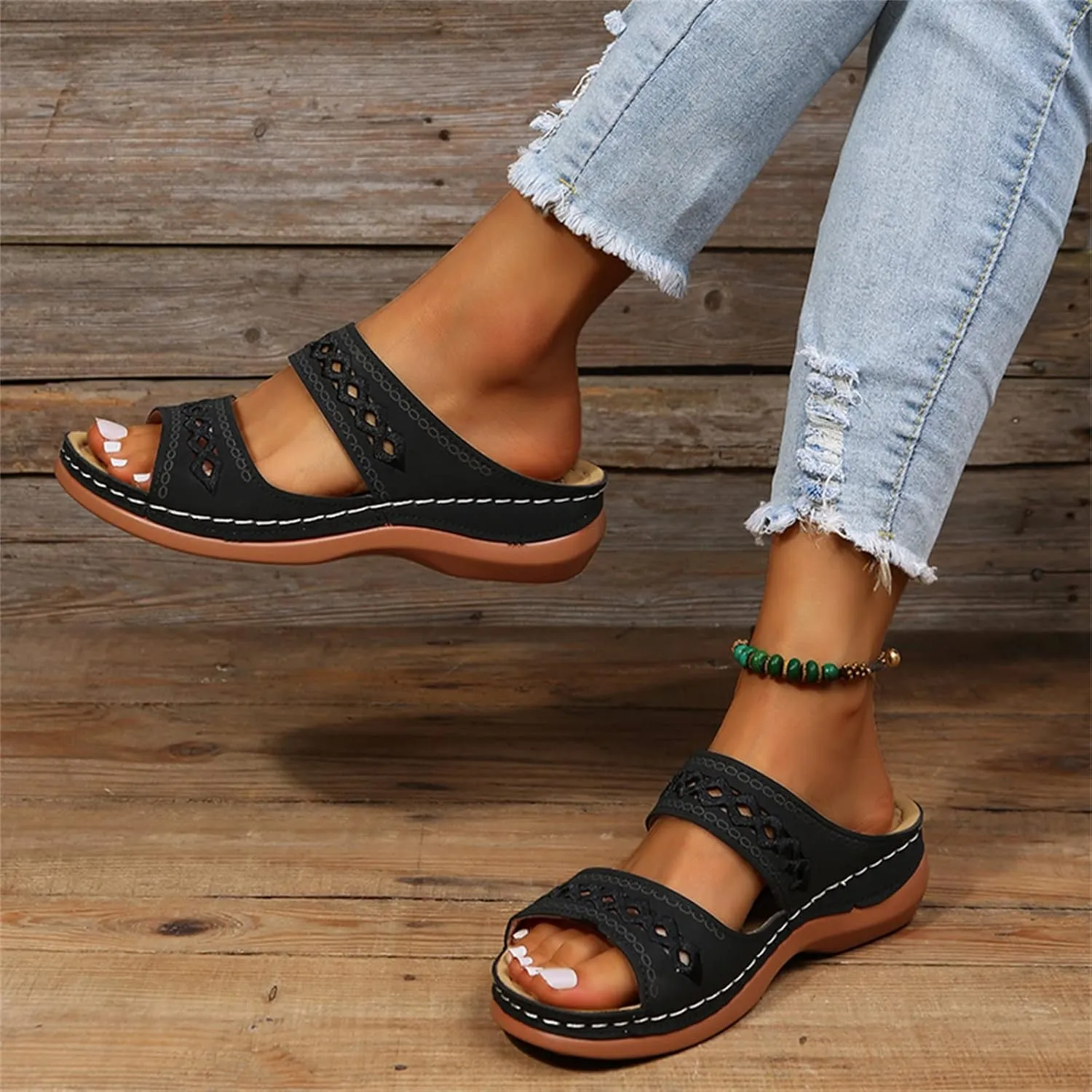 Ladmiple Summer Sandals for Women 2023,Womens Sandals Orthopedic Open Toe Sandals Retro Anti Slip Comfy Breathable Shoes