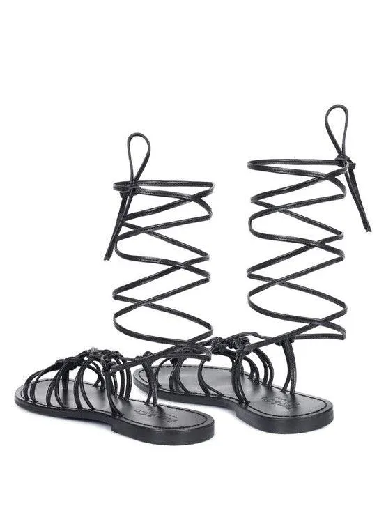 Loving Summer Tie Up Leather String Flats