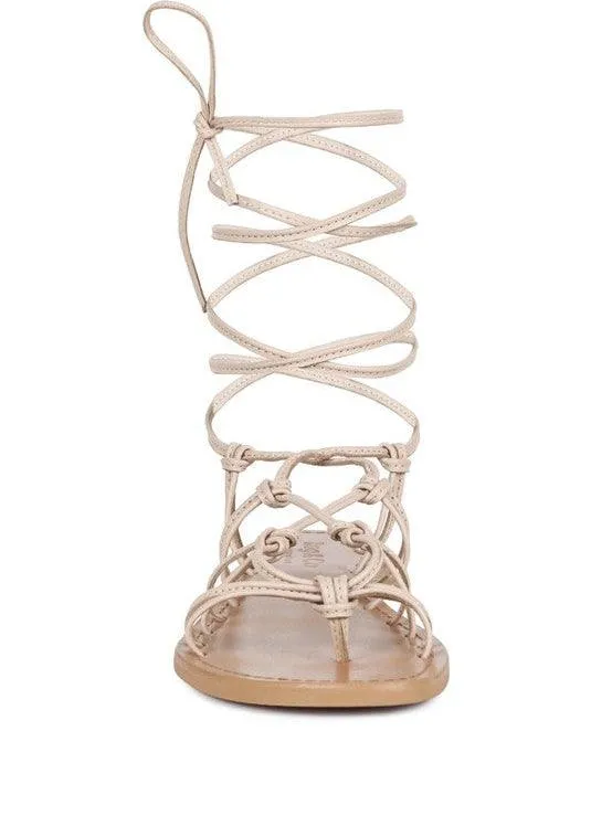Loving Summer Tie Up Leather String Flats