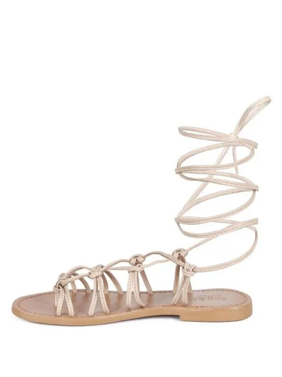 Loving Summer Tie Up Leather String Flats