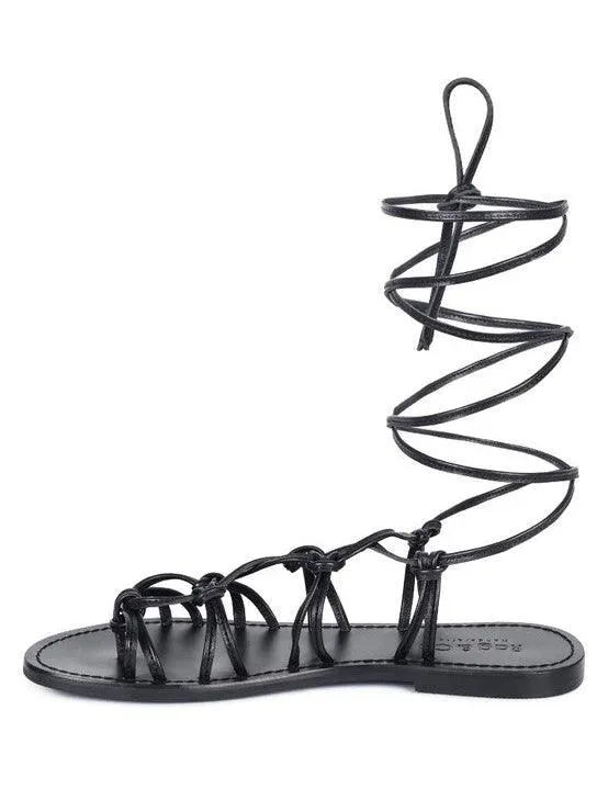 Loving Summer Tie Up Leather String Flats