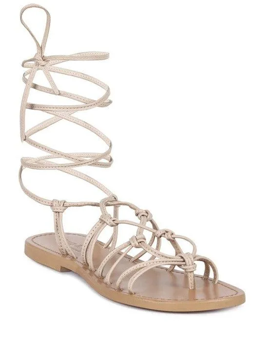 Loving Summer Tie Up Leather String Flats