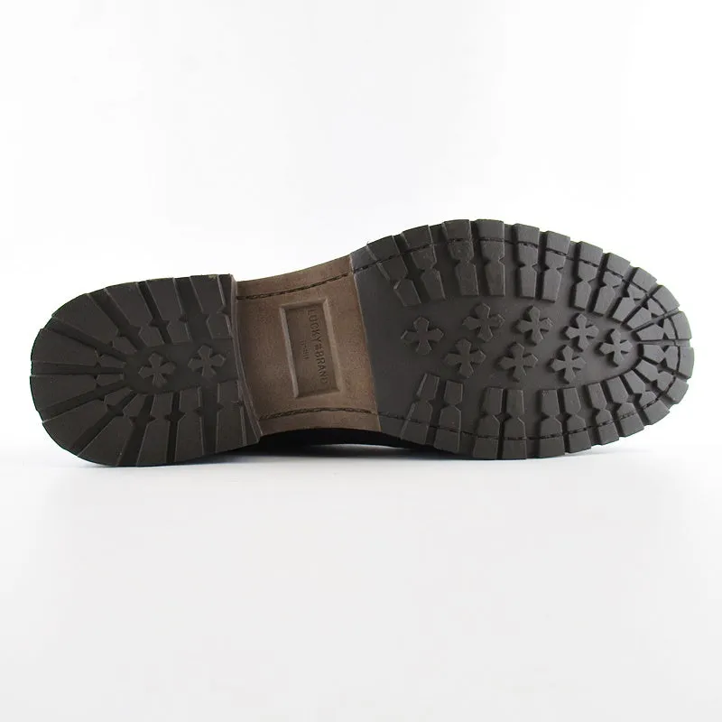 Lucky Brand Mens Brown Garrison Leather Rugged Lace-up Rubber Sole Moc Toe Boot