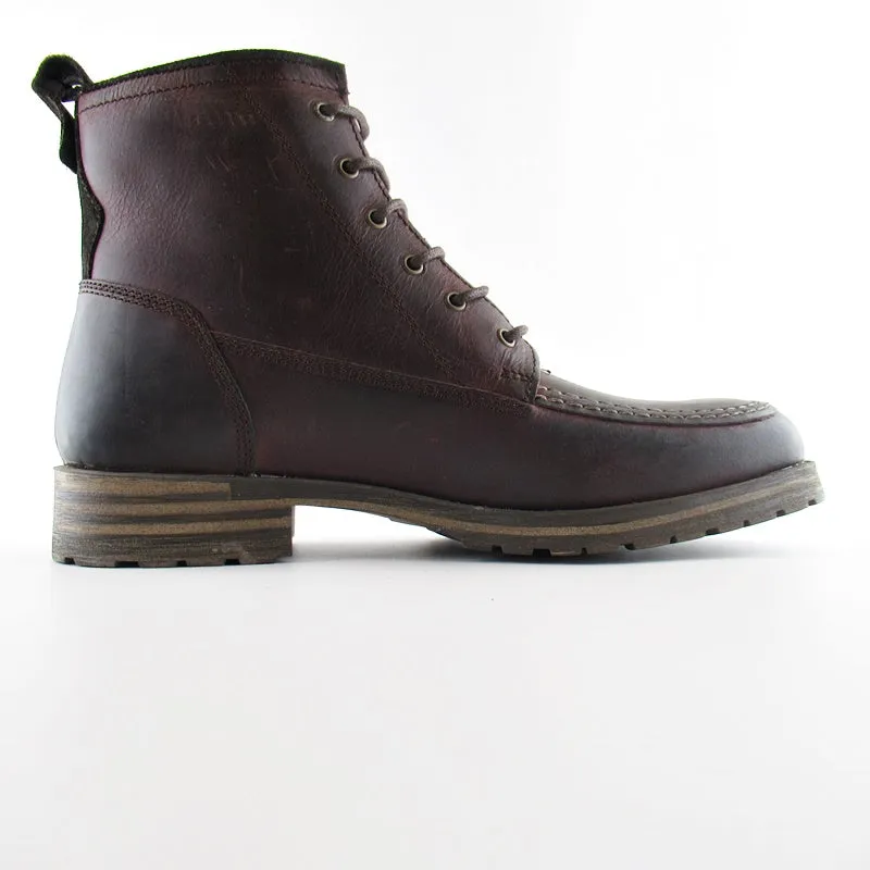 Lucky Brand Mens Brown Garrison Leather Rugged Lace-up Rubber Sole Moc Toe Boot