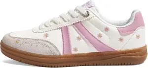LUCKY STEP Women Classic Retro Tennis Sneakers Fashion Gum Sole Skate Casual Walking Shoe Anti Slip Floral Embroidery Comfortable Trainers