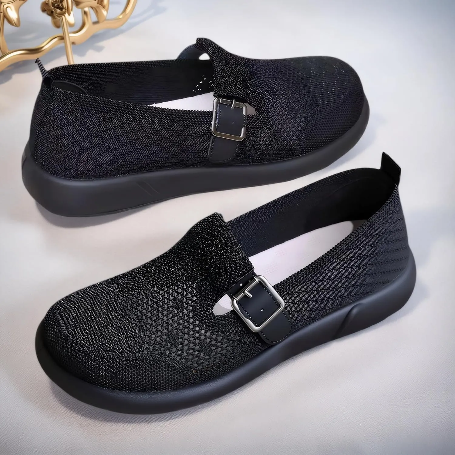 Mary Jane Shoes Women with Adjustable Strap Comfortable for Dressy Office Work Casual Ballet Flats Shoes for Women Round Toe Walking Shoes