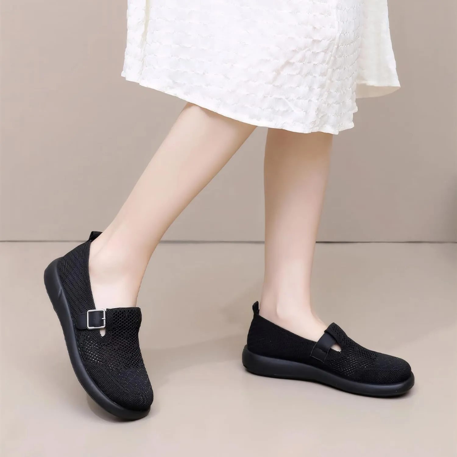 Mary Jane Shoes Women with Adjustable Strap Comfortable for Dressy Office Work Casual Ballet Flats Shoes for Women Round Toe Walking Shoes