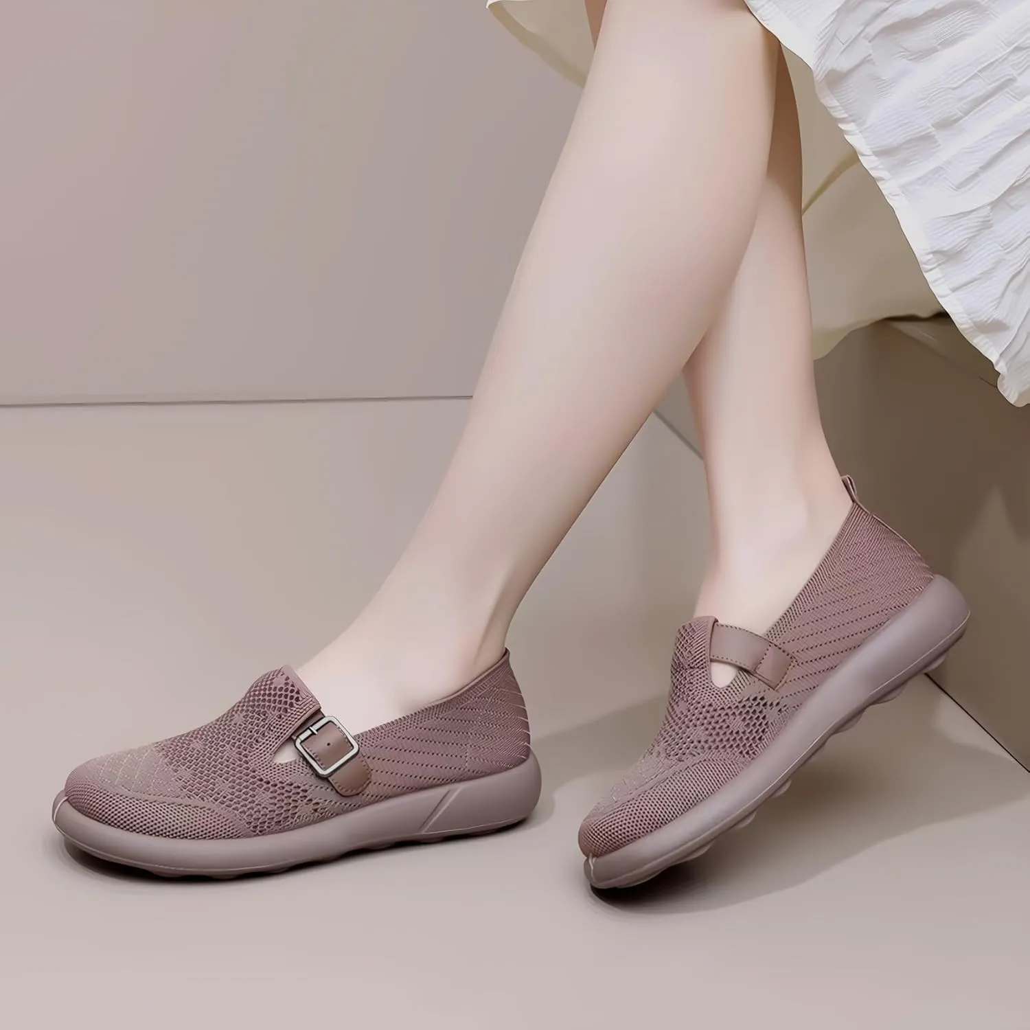 Mary Jane Shoes Women with Adjustable Strap Comfortable for Dressy Office Work Casual Ballet Flats Shoes for Women Round Toe Walking Shoes