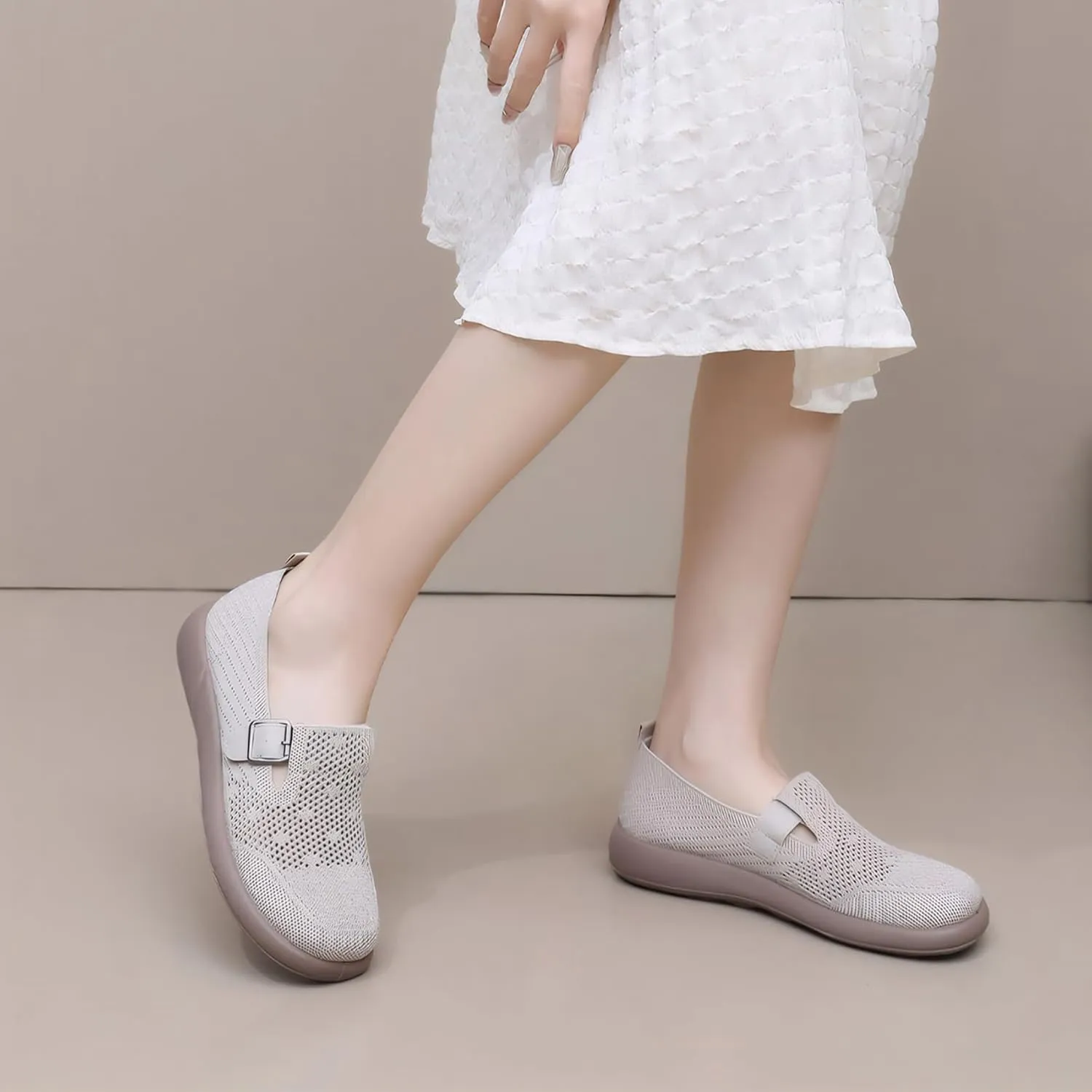 Mary Jane Shoes Women with Adjustable Strap Comfortable for Dressy Office Work Casual Ballet Flats Shoes for Women Round Toe Walking Shoes