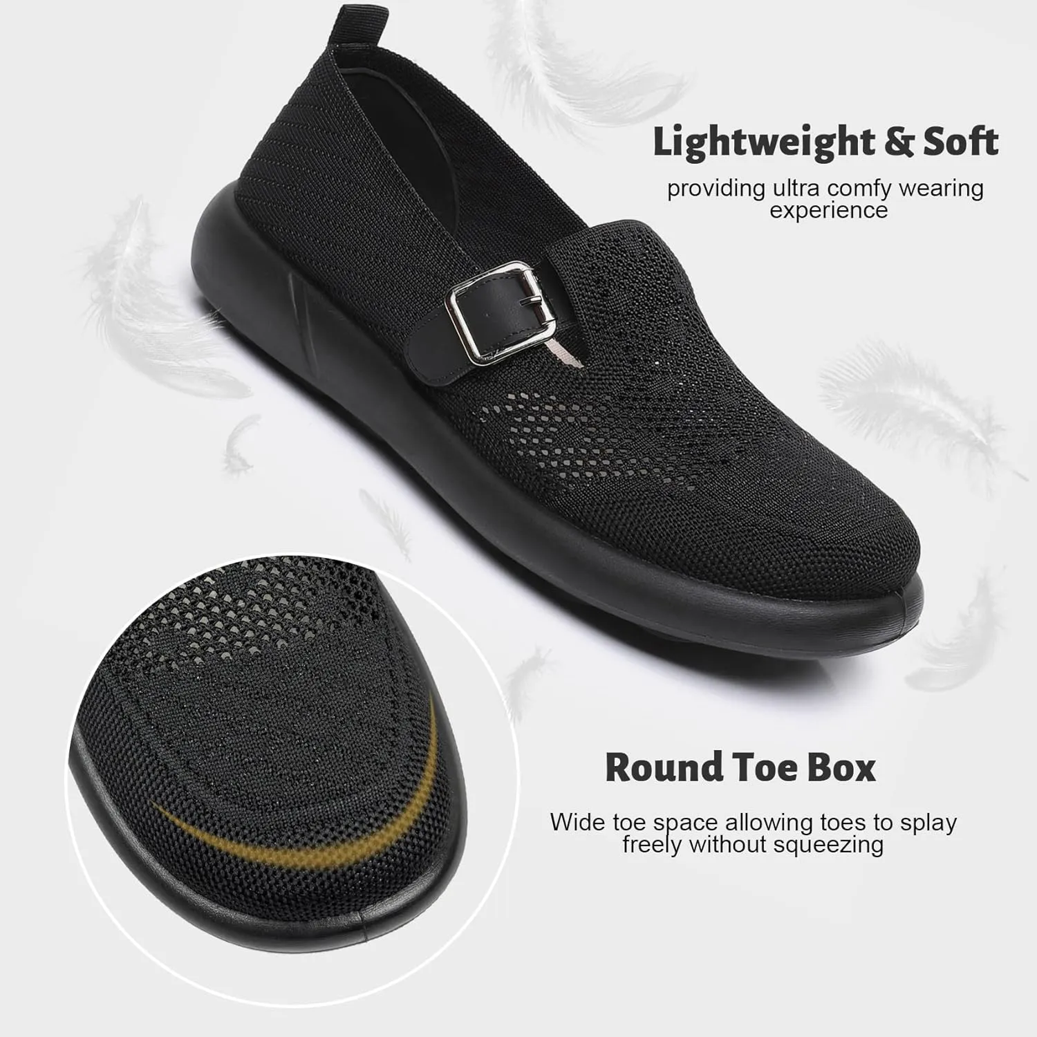 Mary Jane Shoes Women with Adjustable Strap Comfortable for Dressy Office Work Casual Ballet Flats Shoes for Women Round Toe Walking Shoes