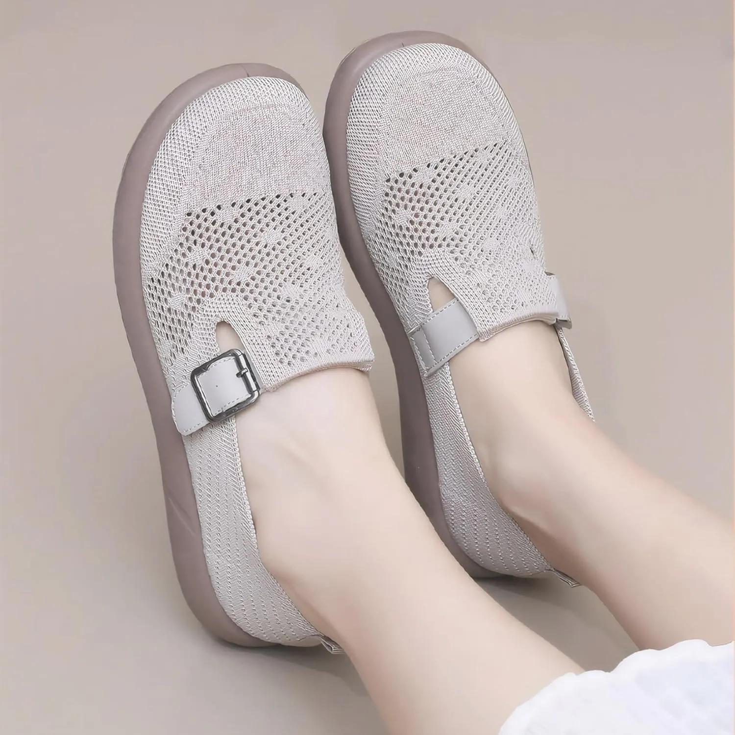 Mary Jane Shoes Women with Adjustable Strap Comfortable for Dressy Office Work Casual Ballet Flats Shoes for Women Round Toe Walking Shoes