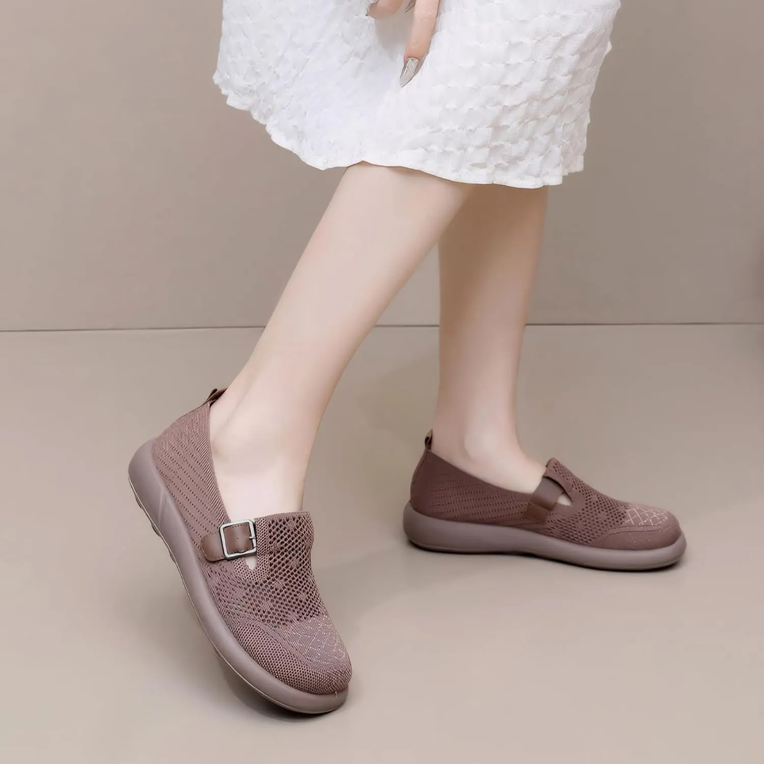 Mary Jane Shoes Women with Adjustable Strap Comfortable for Dressy Office Work Casual Ballet Flats Shoes for Women Round Toe Walking Shoes