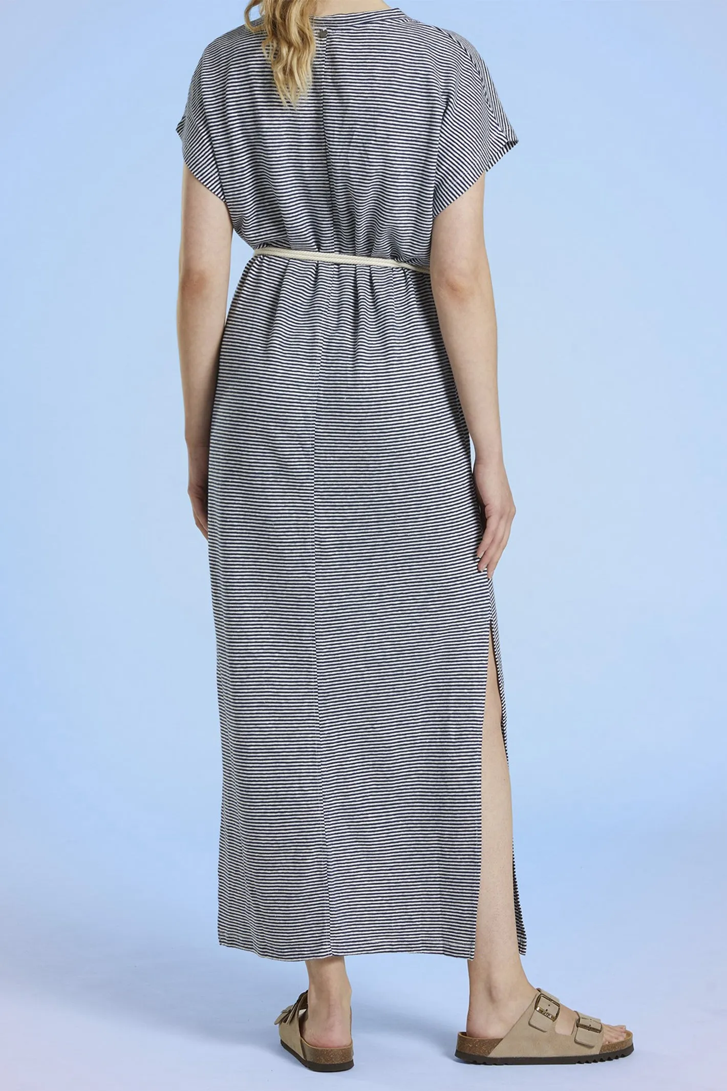 Mat De Misaine Dress Ecru Marine Blue Stripe Rimatara-248R 1121