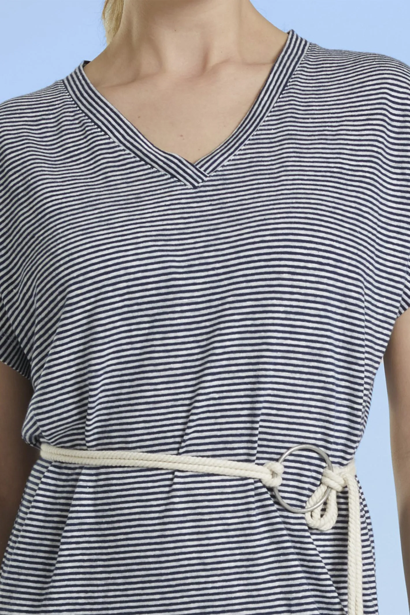 Mat De Misaine Dress Ecru Marine Blue Stripe Rimatara-248R 1121