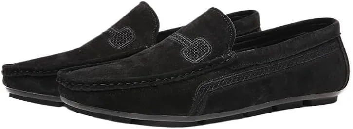 Men's Loafers Faux Leather Stitching Details Suede Vamp Rubber Sole Flat Heel Comfortable Lightweight Classic Fashion Slip On