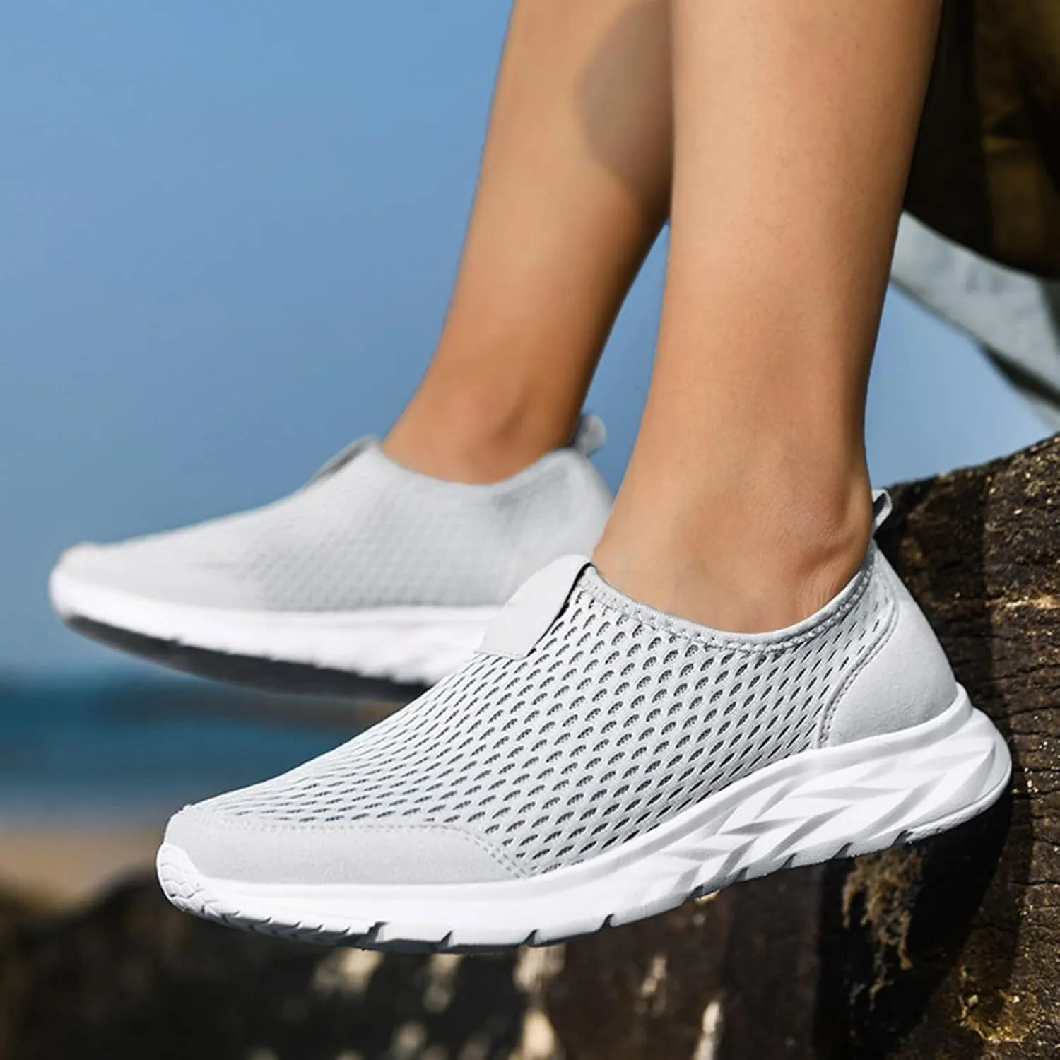 Mens Walking Running Shoes Arch Support Mesh Non Slip Shoes Lightweight Soft No Lace Shoe Casual Breathable Comfortable Classic Basic Sneakers Seasonal Hollowed Out Tennis Outdoor Beach Sports Flats