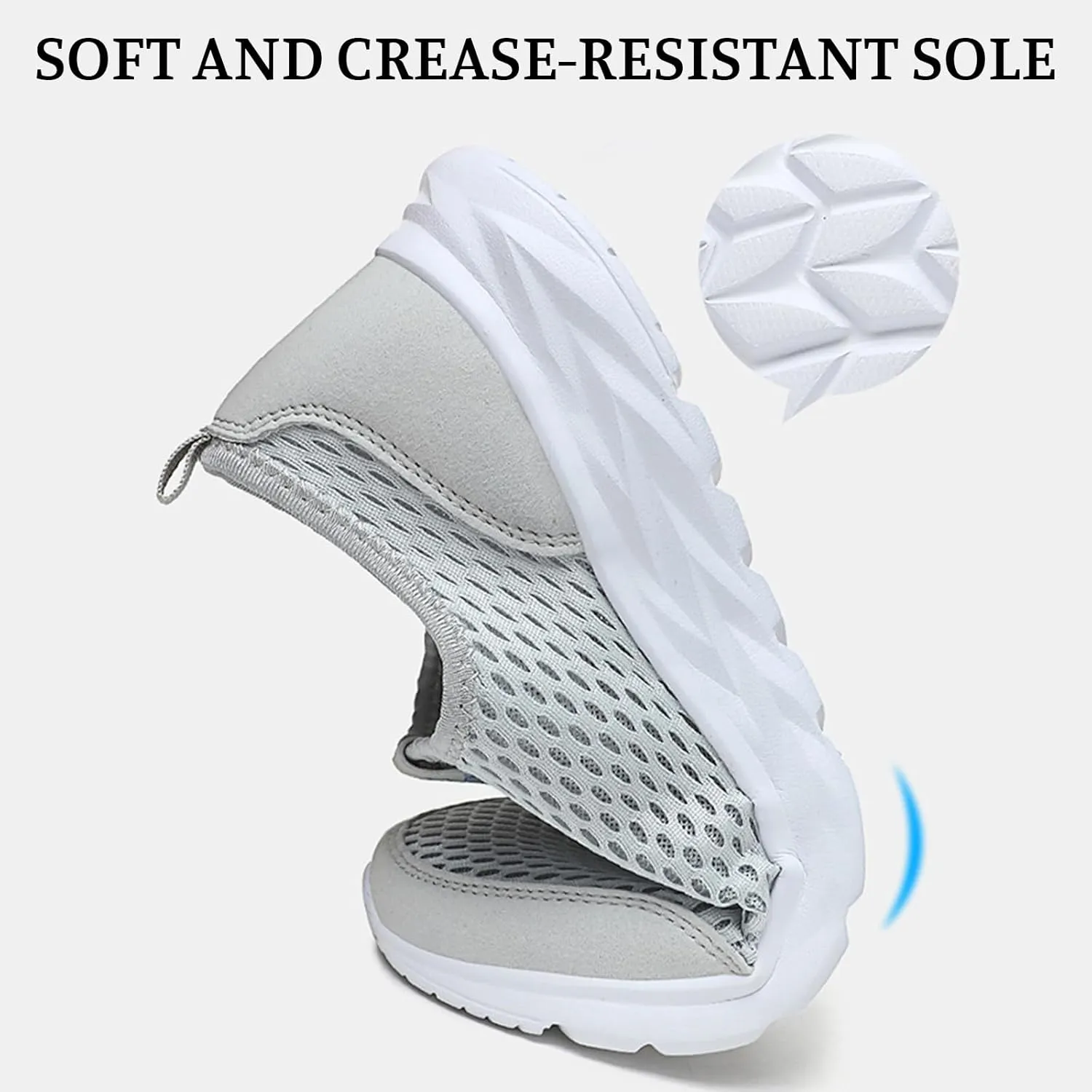 Mens Walking Running Shoes Arch Support Mesh Non Slip Shoes Lightweight Soft No Lace Shoe Casual Breathable Comfortable Classic Basic Sneakers Seasonal Hollowed Out Tennis Outdoor Beach Sports Flats