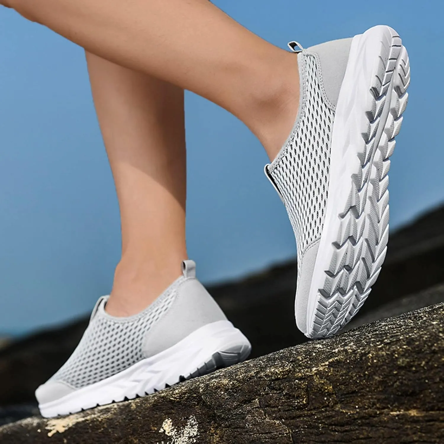 Mens Walking Running Shoes Arch Support Mesh Non Slip Shoes Lightweight Soft No Lace Shoe Casual Breathable Comfortable Classic Basic Sneakers Seasonal Hollowed Out Tennis Outdoor Beach Sports Flats