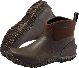 Men's Waterproof 5.3-inch Ankle High Garden Shoes Rain Boots Slip-On Footwear for Gardening Farming Lawn Care Yard Work