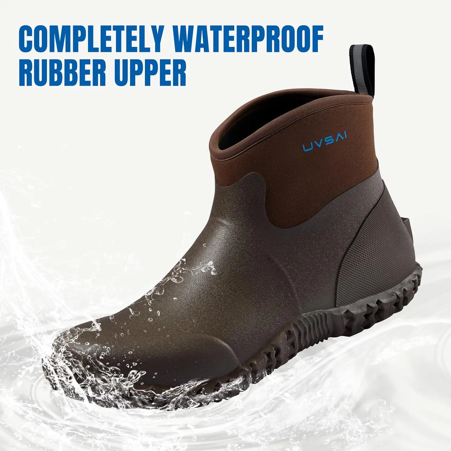 Men's Waterproof 5.3-inch Ankle High Garden Shoes Rain Boots Slip-On Footwear for Gardening Farming Lawn Care Yard Work