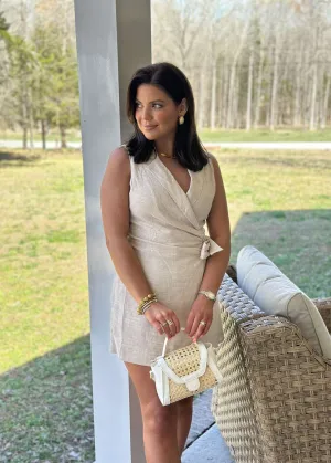 Mojave Wrap Front Romper - Cream Taupe