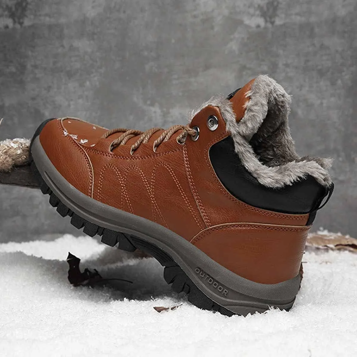 MSYINGL Men Waterproof Hiking Boot Shoes,Warm Plus Velvet Thick Cotton Short Shoes,high-top Casual Hiking Shoes