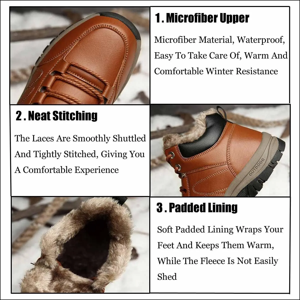 MSYINGL Men Waterproof Hiking Boot Shoes,Warm Plus Velvet Thick Cotton Short Shoes,high-top Casual Hiking Shoes