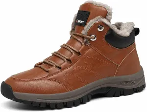 MSYINGL Men Waterproof Hiking Boot Shoes,Warm Plus Velvet Thick Cotton Short Shoes,high-top Casual Hiking Shoes