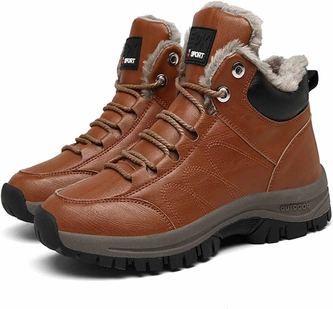 MSYINGL Men Waterproof Hiking Boot Shoes,Warm Plus Velvet Thick Cotton Short Shoes,high-top Casual Hiking Shoes