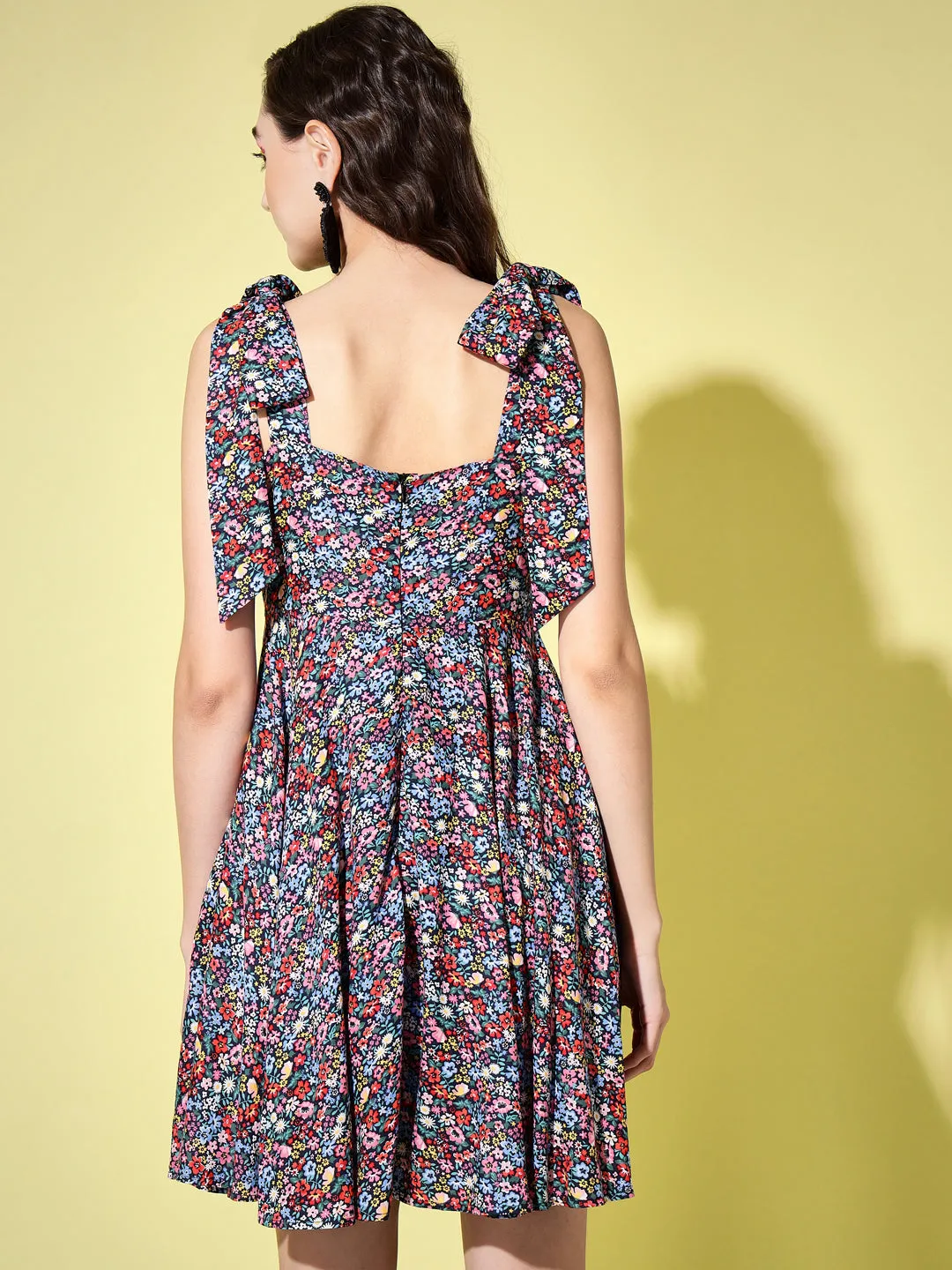 Multi Printed Tie-up Strap Dress