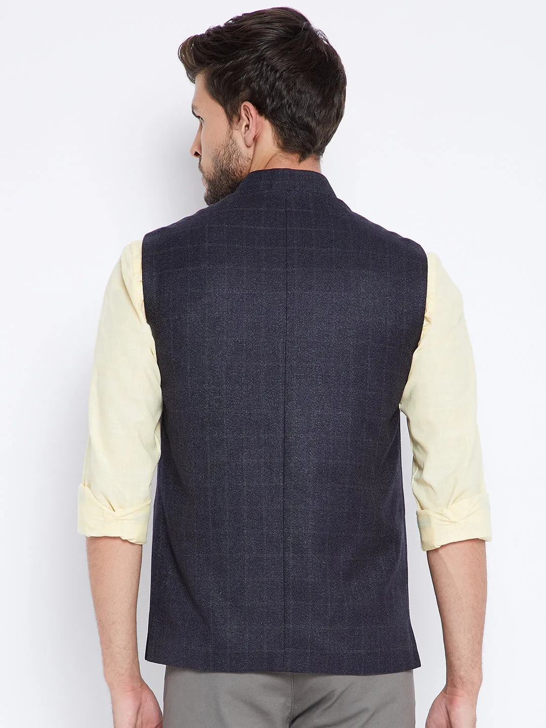 Navy Blue Mandarin Waistcoat