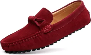 New Mens Loafers Round Toe Driving Loafers Suede Vamp Comfortable Anti-slip Flexible Prom Slip-on