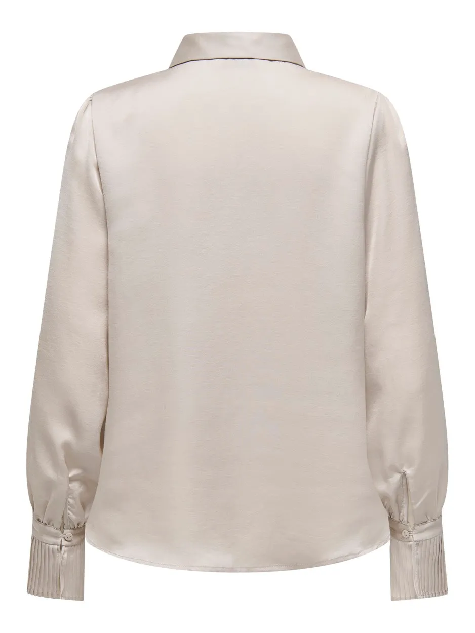 Onlsister Ls Pleat Detail Shirt Wvn - Zand