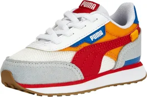 Puma Kids Future Rider Sneaker, Splash White-Zinnia-for All Time Red, 6 US Unisex Toddler