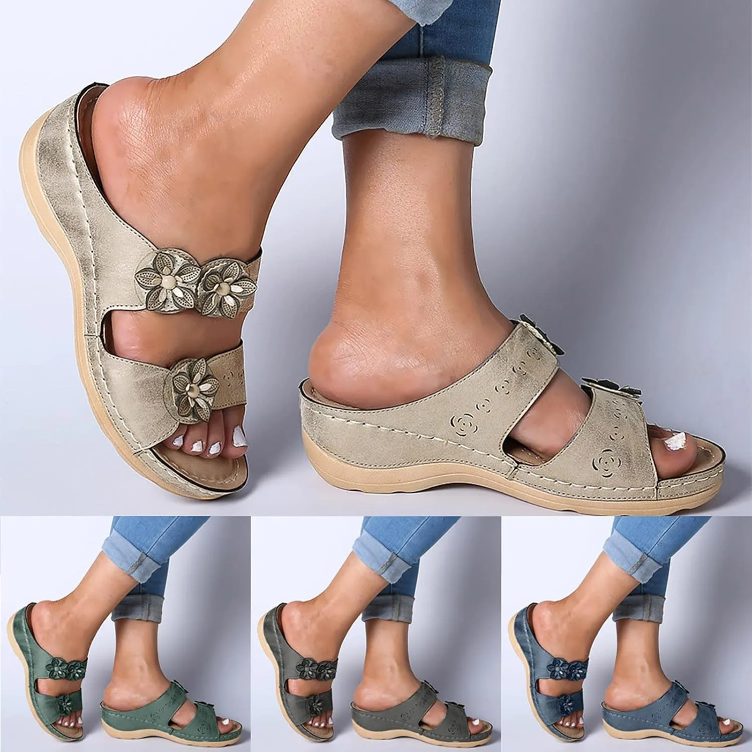 Sandals Women Comfortable, Womens Sandals Premium Orthopedic Open Toe Sandals Retro Anti-Slip Breathable
