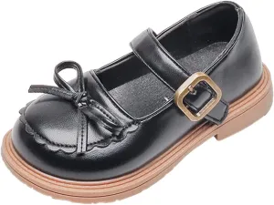 sfdgfhyf Toddler Casual Shoes Girls Leather Bow Design Soft Round Toe Dress Flat Shoes Little Kid Shoes for 1 to 12Y