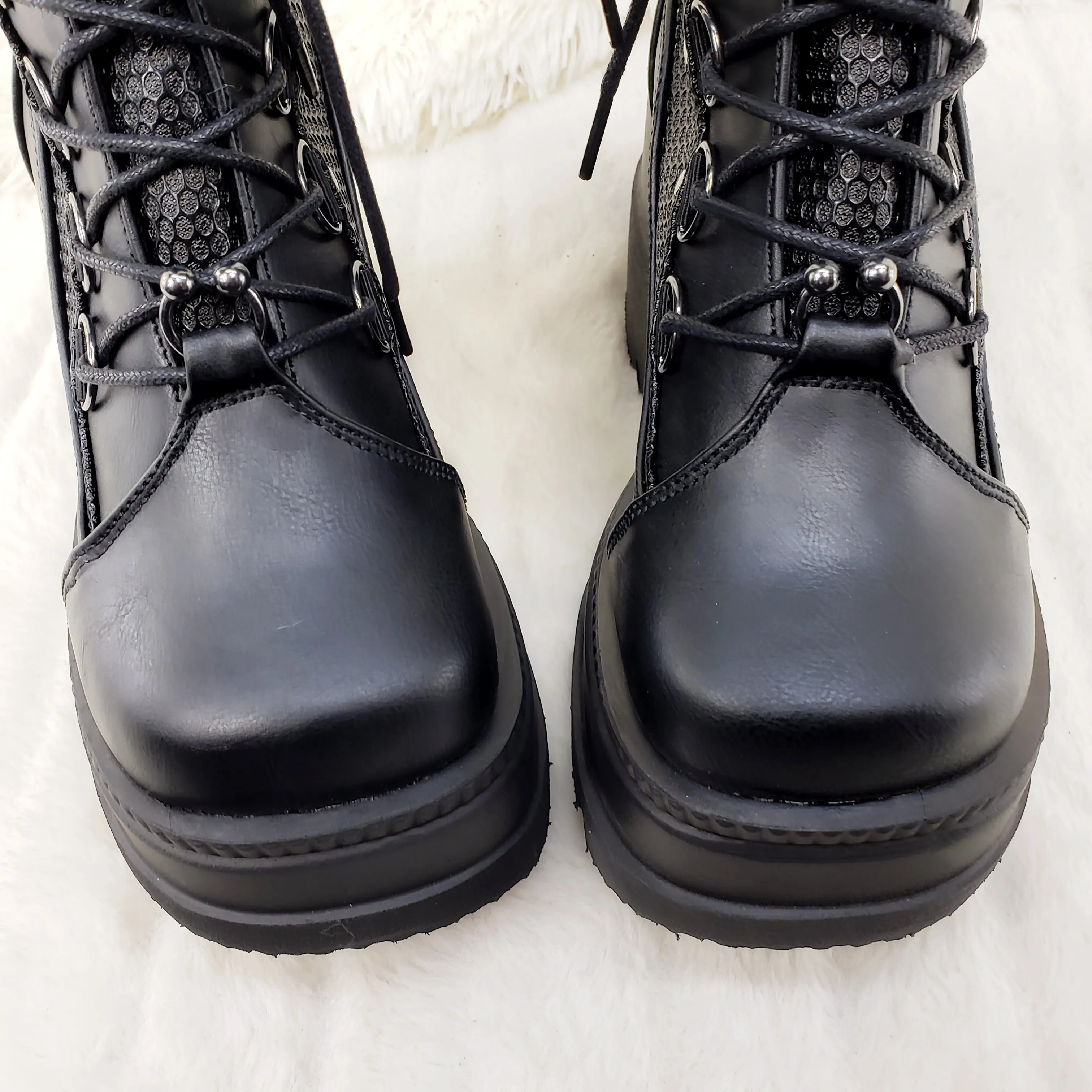 Shaker 70 Black Platform 4.5" Wedge Mid Calf Goth Punk Rave Boots NY